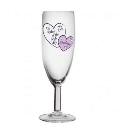 Personalised Butterfly Hearts Wedding Flute Glass