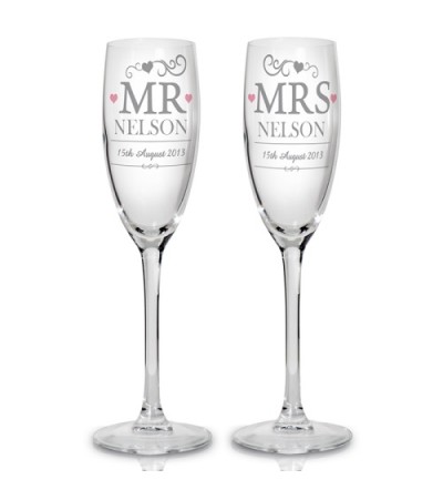 Personalised Mr & Mrs Pair of Flutes