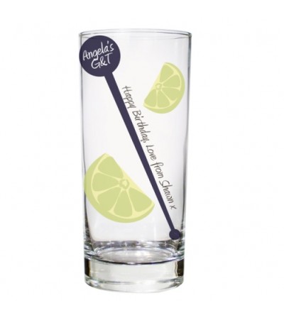 Personalised Lime & Stirrer Glass