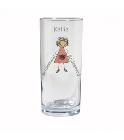 Personalised Young Lady Wedding Hi Ball Glass