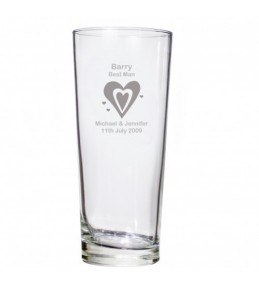 Personalised Hearts Wedding Pilsner Glass