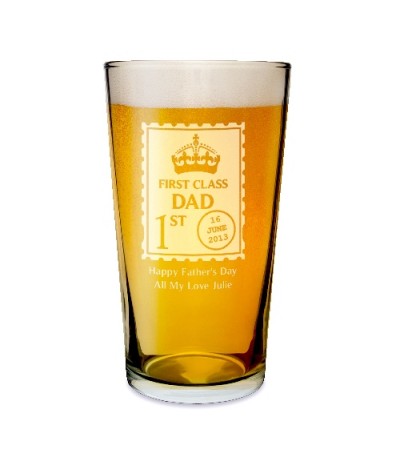 Personalised First Class Pint Glass