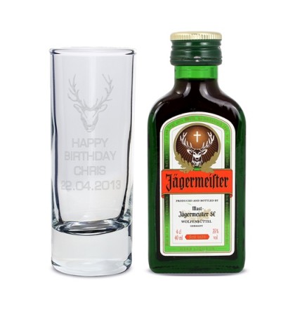 Stag Shot Glass and Miniture Jagermeister
