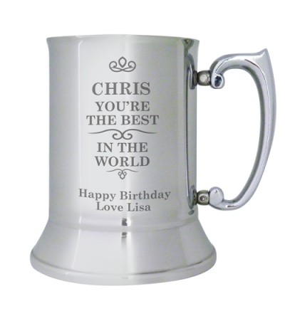 Personalised Best in the World Stainless Steel Tankard