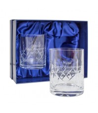 Pair of Engraved Crystal Whisky Glasses