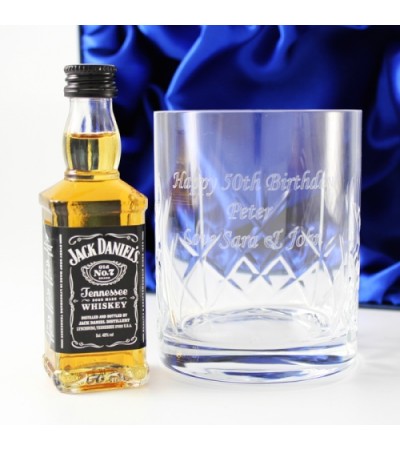 Personalised Crystal Tumbler & Jack Daniels Set