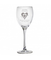 Personalised Hearts Wedding Wine Glass
