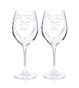 Personalised Small Hearts Swarovski Wine Glasses